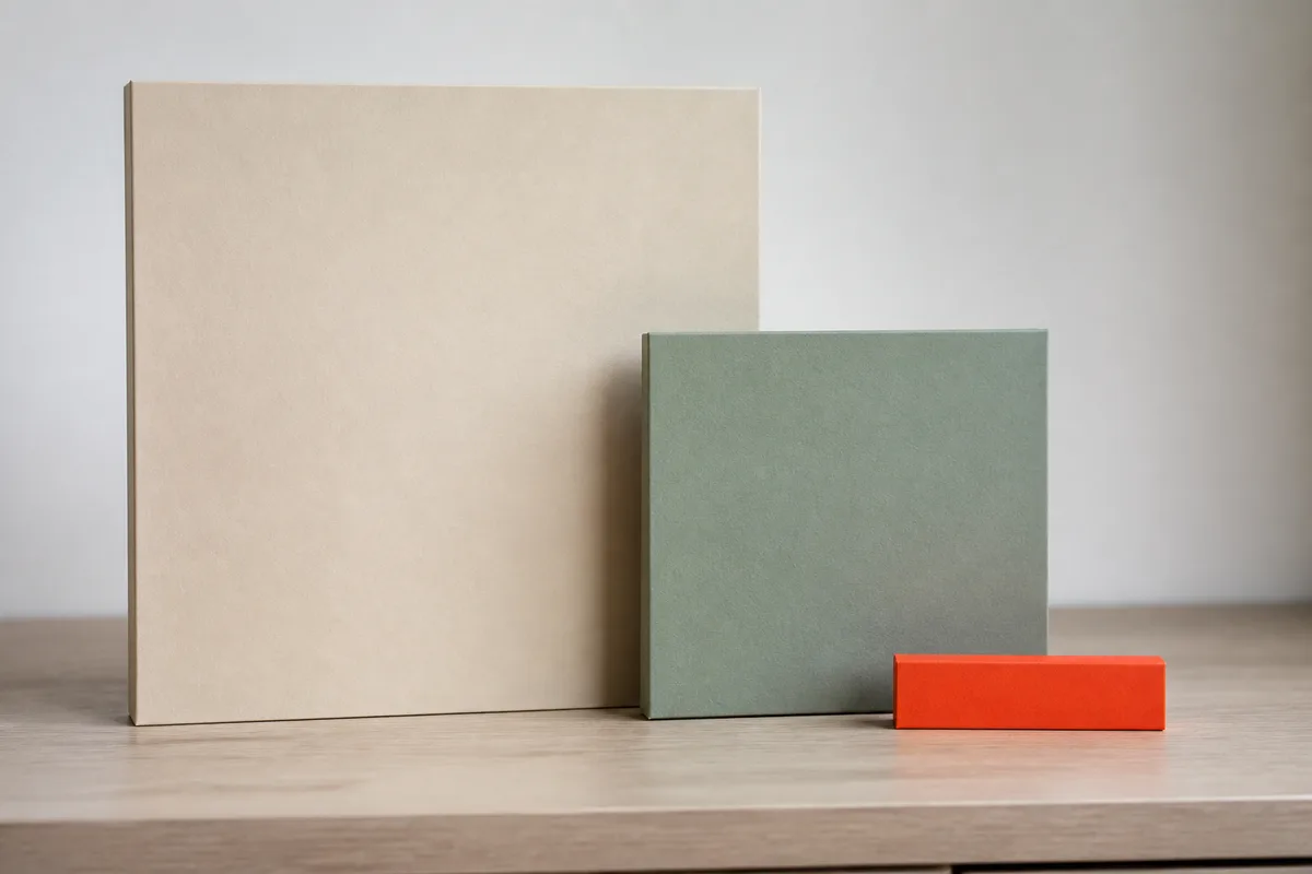 Trois échantillons de couleurs illustrant la répartition dominante, secondaire et accent